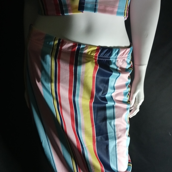 🖤2 Pc Color Stripe Skirt Set🖤 Women's 2 Pc - Picture 5 of 7